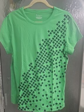 tek gear Bright Green and Navy Crewneck Tee with White Logo Print